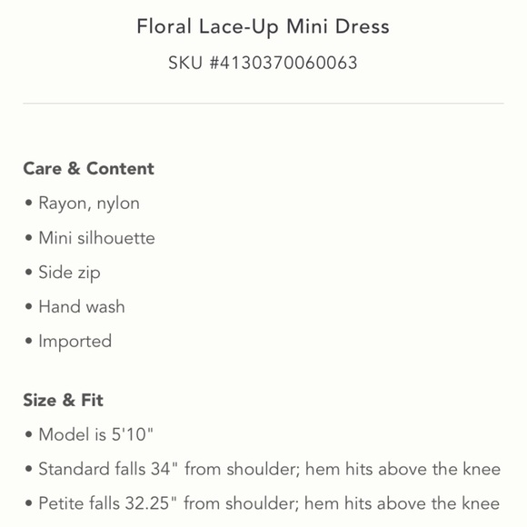 ANTHROPOLOGIE NWT Floral Lace-Up Mini Dress Size 8. - Picture 7 of 15